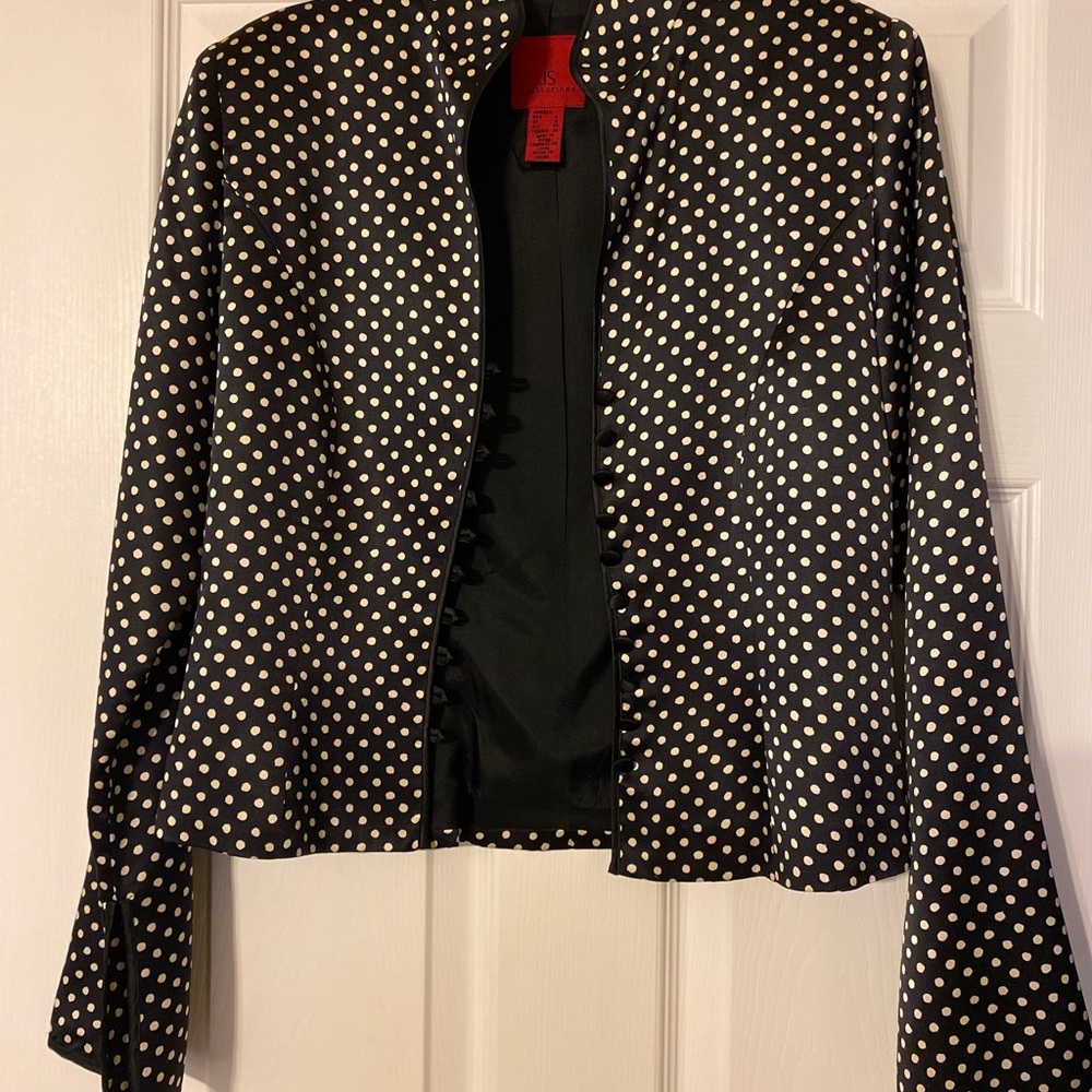 JS Collections Black and White Polka Dot Blazer